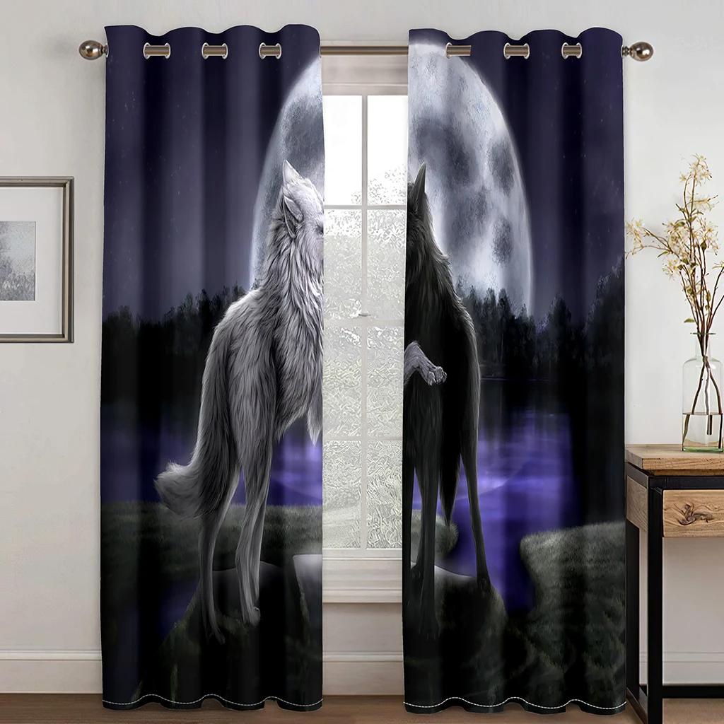 

Синий волк животные розовый леопард два драпировки плотные оконные шторы для гостиной спальня декор тигр узор высокая затемняющая драпировка W55 X H120cm X 2&Grommet Top