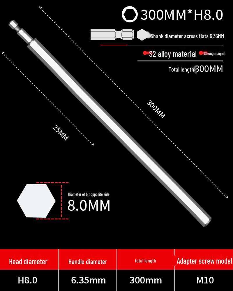 Hexagonal Driver Bit Extension for Screwdriver and Drill
