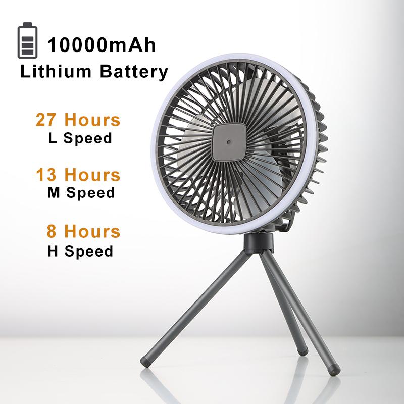 Portable Camping Fan 10000mAh 5000mAh USB Rechargeable Wireless Ceiling Electric Fan With LED Light For Home Office Travel Camp