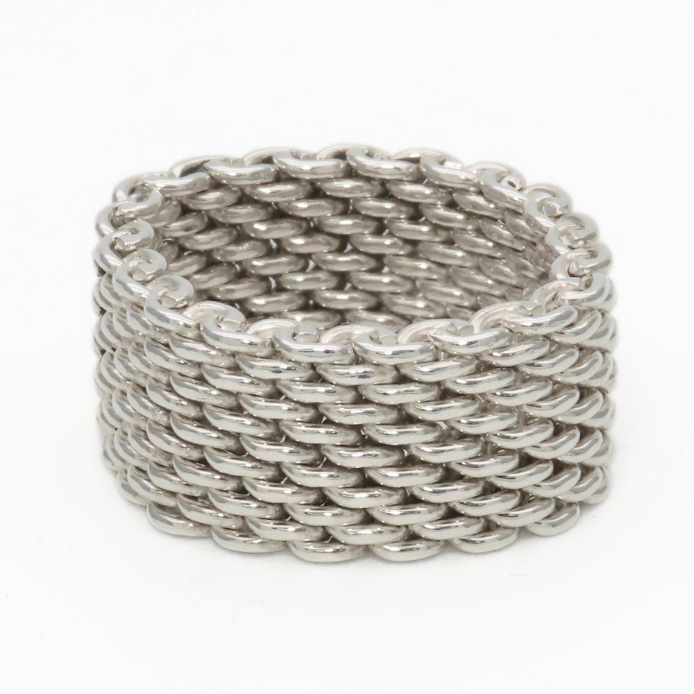 Used TIFFANY&Co. Ring Somerset EU#53.5 Silver925 8.3g Silver Mesh