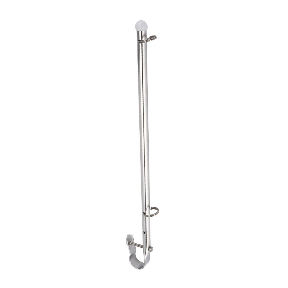 

Silver Flag Pole 304 Stainless Steel Rail Mount Flagpole Boat Flag Staff Marine Use 40cm
