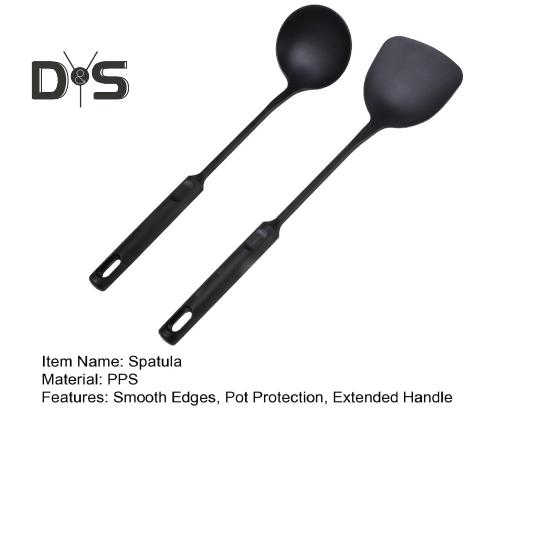Wok Spatula And Ladle Set Extended Handle Spatula Smooth Edges Soup Spoon Scratch-free Cooking Utensil