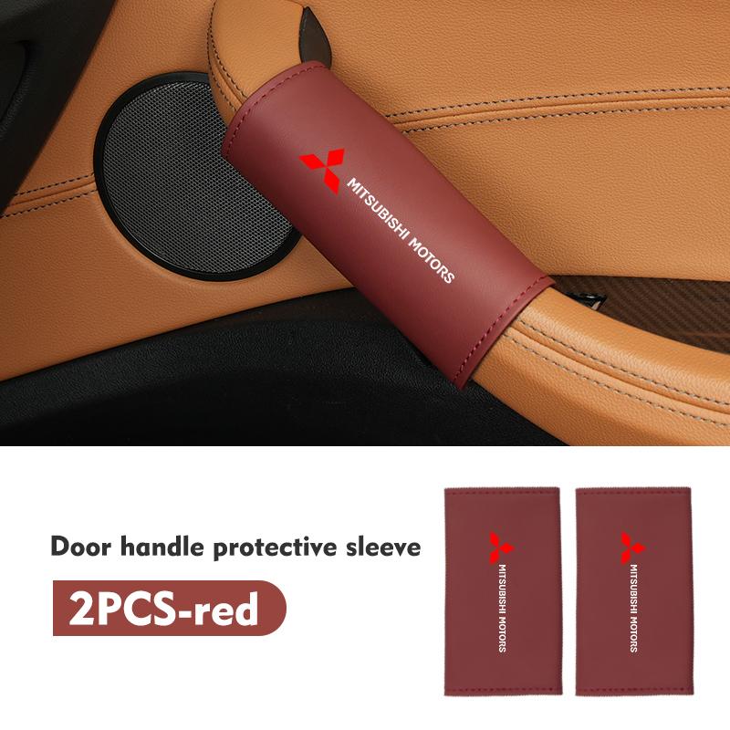 Car Door Handles Cover Leather Anti-Wear Protector Sleeve For Mitsubishi Outlander Lancer Eclipse Mirage Xpander Attrage
