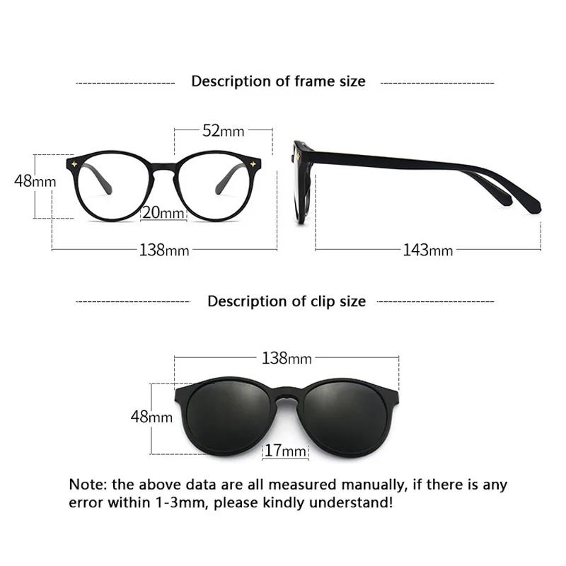 5Pcs Magnetic Polarized Clip On Sunglasses Women Men Plastic Frame For Night Driving Sunglasses Uv400