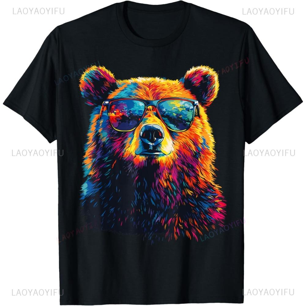 Colorful Bear Wearing Sunglasses T-shirt L