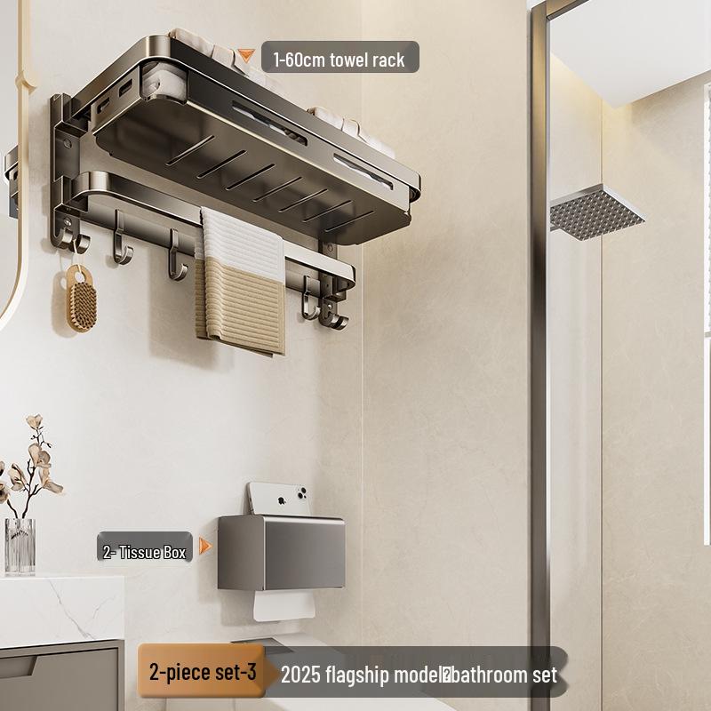 Wandmontierter, faltbarer Badezimmer-Handtuchhalter ohne Bohren