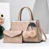 Einfache Elegante Damenhandtasche und Geldbörsen Neue Große Kapazität Fellbommel Anhänger Schultertasche High End Damen Umhängetaschen