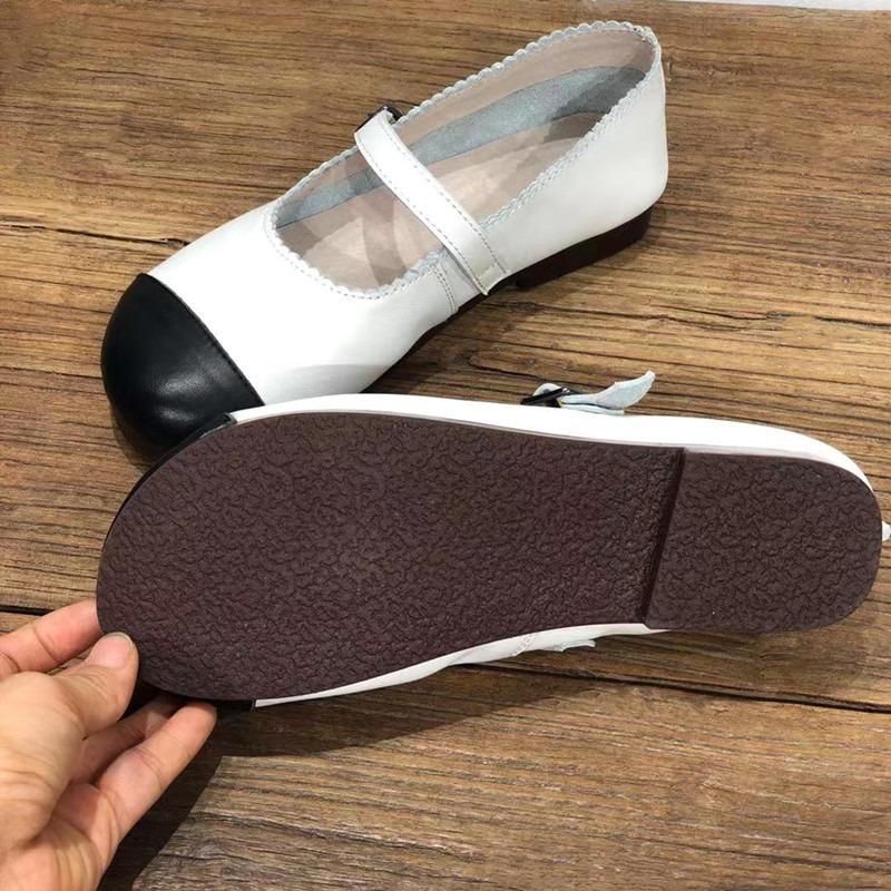 Women's Spring and Summer Handmade Mary Jane Shoes Round Head Flat Casual Small White Shoes