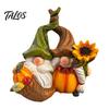 Decorative Crafts for Fall Gnome Ornament, Resin Autumn Harvest Figurines with Pumpkin And Collectible Couple Sunflower Decor Thanksgiving Halloween,