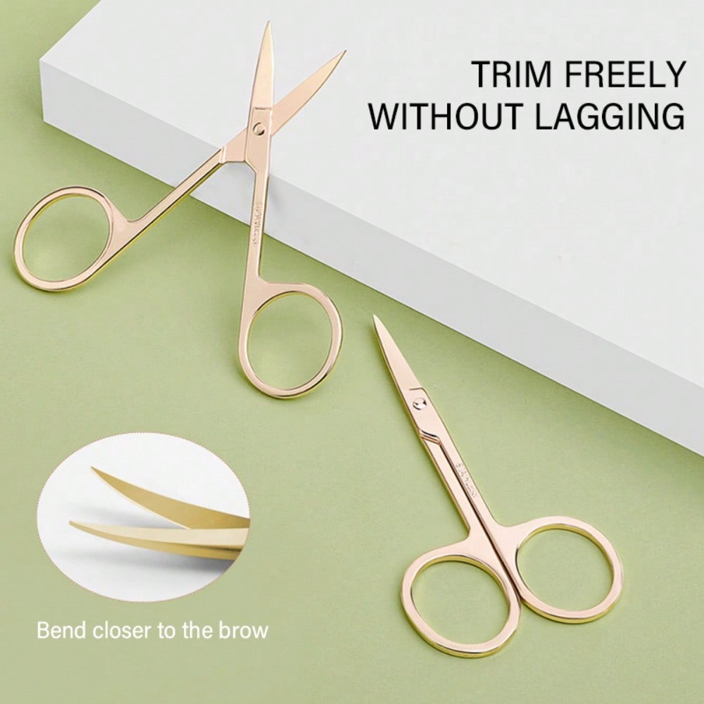 1 Stück Augenbrauenknipser, ein spitz gebogener Augenbrauenknipser, Gold-Silber-scharfer Schönheitsknipser aus rostfreiem Stahl