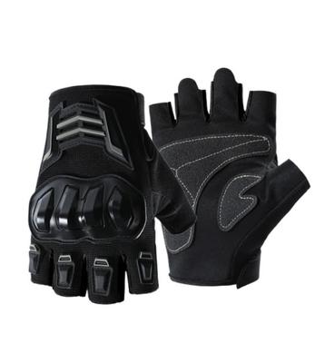 TIKHJ Summer Half Finger Motorcycle Gloves, Riding Half Finger Motorcycle Racing, Abrasion Resistant, Anti-Slip, Fall Prevention (Black, L)