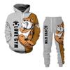 Autumn Winter 3D Animal Sports Printed Men's Hooded Sweater Set Men's Casualwear Tracksuit Long Sleeve Men's Clothing Suit