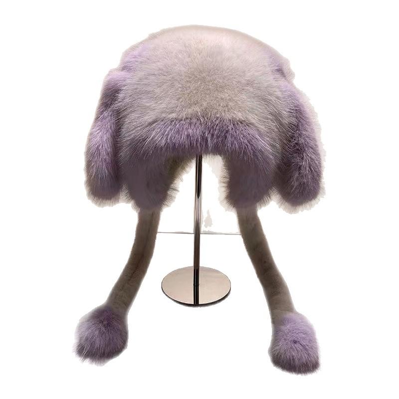 Sweet Raccoon Faux Fox Ear Plush Winter Hat: Thick, Warm, Anti-Cold Protection
