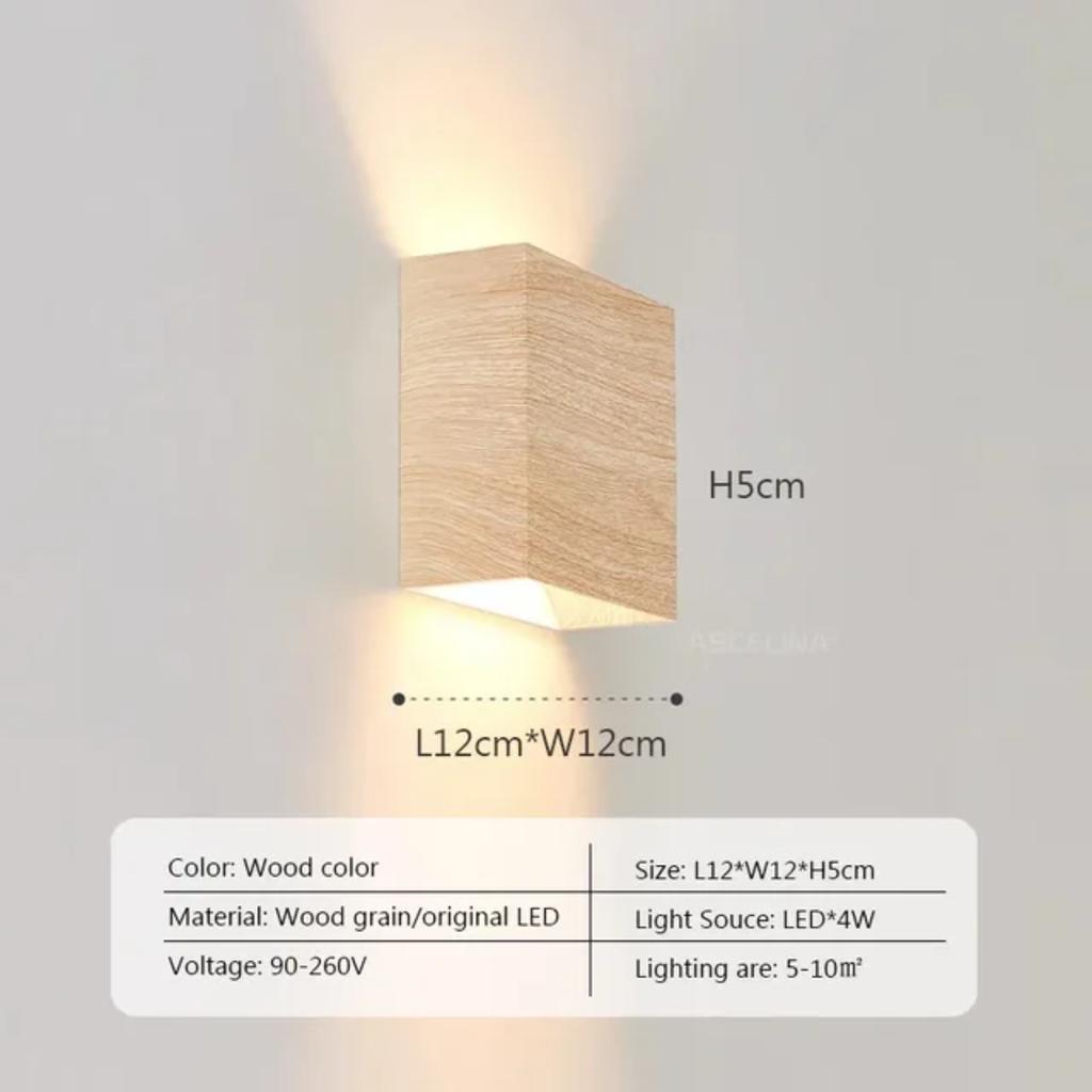 New Enhance Your Space with the Exquisite and Sophisticated Original Nordic Square LED Wall Sconce Lamp In Warm Walnut. Ideal Fo