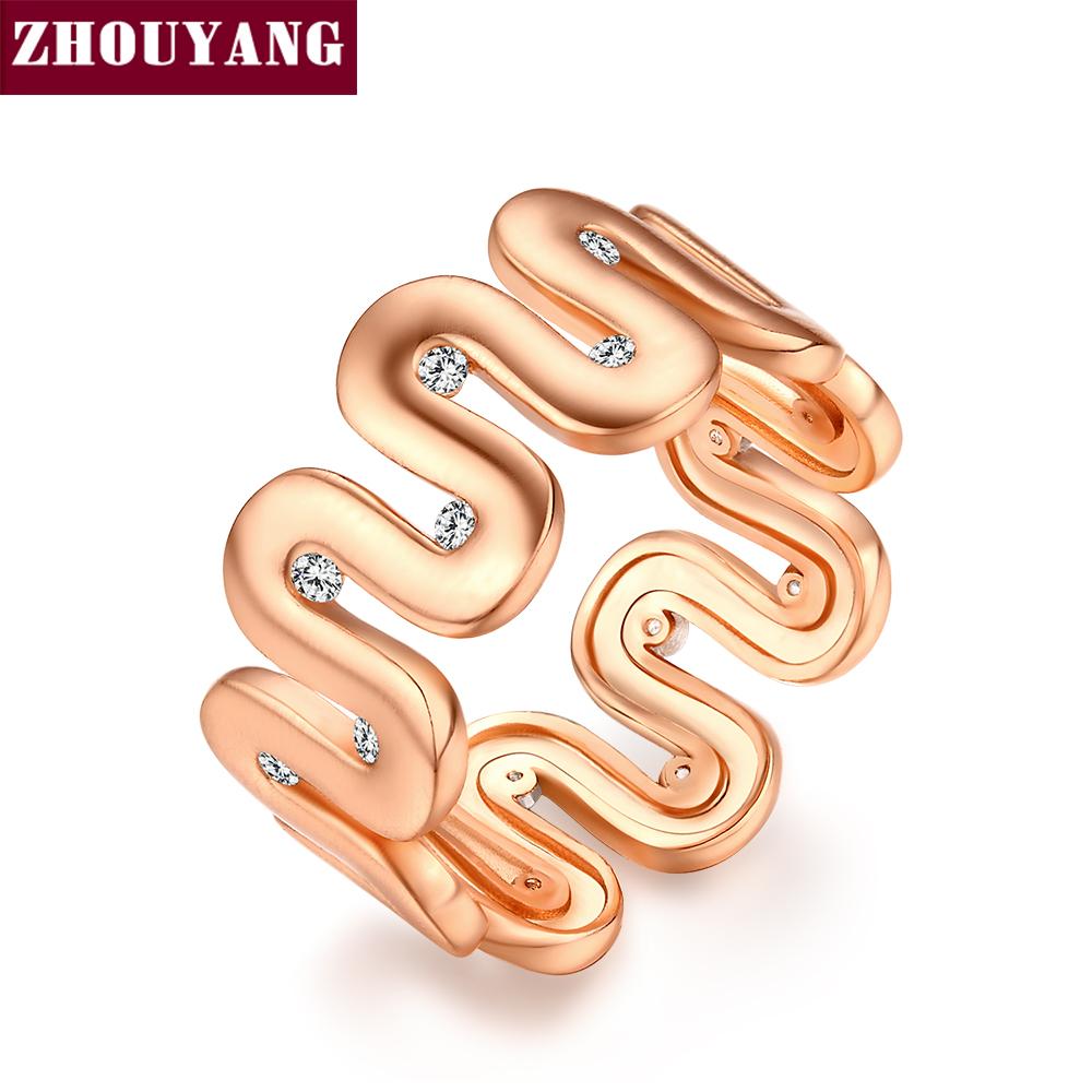 INS Flow Design Wire Drawing ring for women simple Process Rose Gold Color Ring Fashion Austrian Crystals  jewelry wholesale