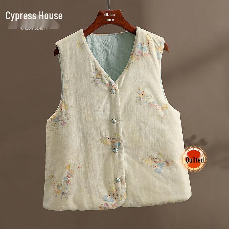 

Женский хлопковый жилет с V-образным вырезом в новом китайском стиле L