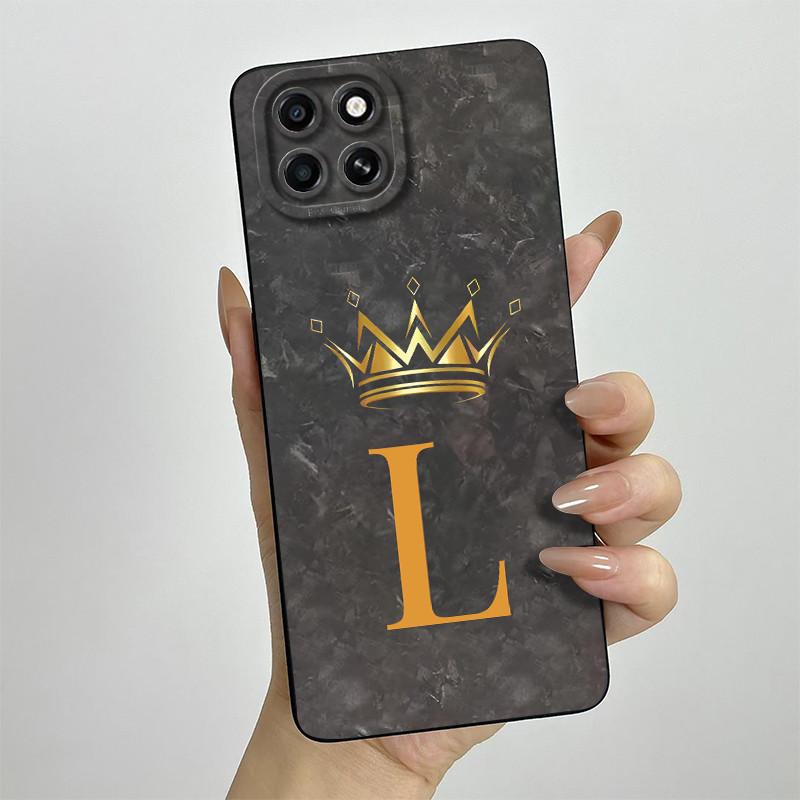 Für Infinix Smart 6 HD Hülle Smart 6HD Handyhülle X6512 Mode Krone Buchstaben Vollpaket Matt Anti-Drop Weiche Schutzhülle