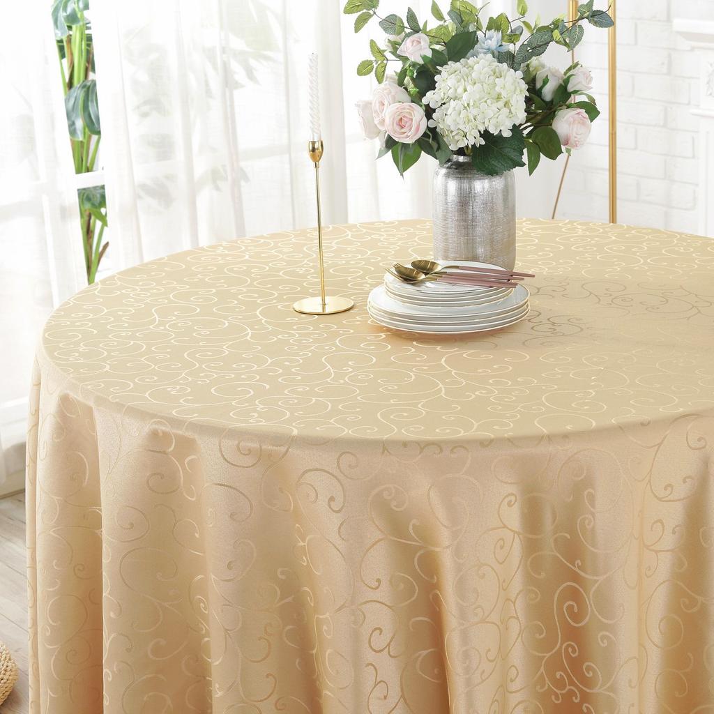 Polyester Jacquard Tablecloth Hotel Wedding Banquet Party Decoration Round White dustproof Table Covers for table Home Decor