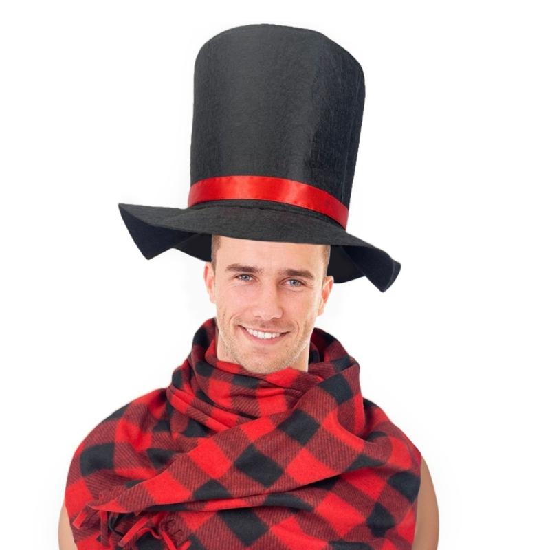 4 st Vinter Frostig Kostym Snögubbe Kit Cylinderhatt Näsa Halsduk Handskar Jultillbehör för Cosplay-kostym