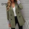 Dámský oblek Kabát Klopa Dlouhý rukáv Pruhované manžety Sako s klopovými kapsami Jednobarevné Volný střih Dvouřadé zapínání Business svrchní oděv