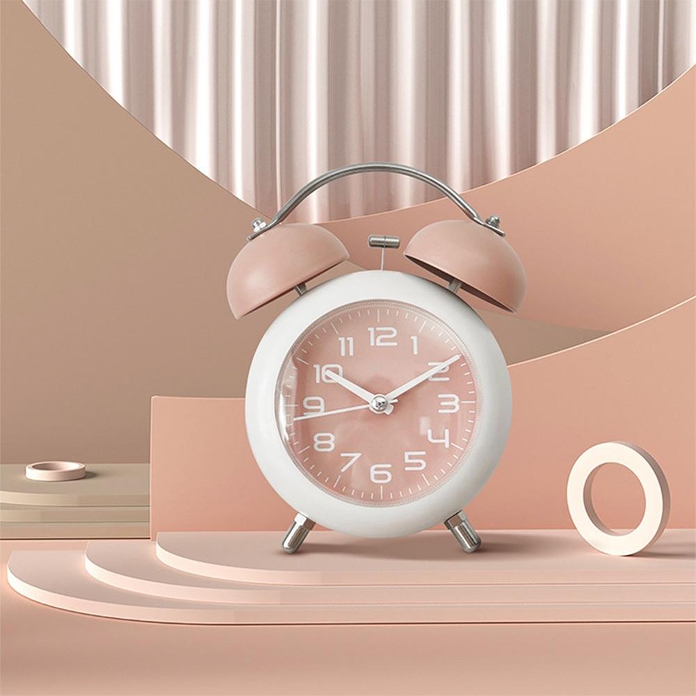Twin Bell Vintage Metal Alarm Clock with Night Light for Dormitory  for Home Office