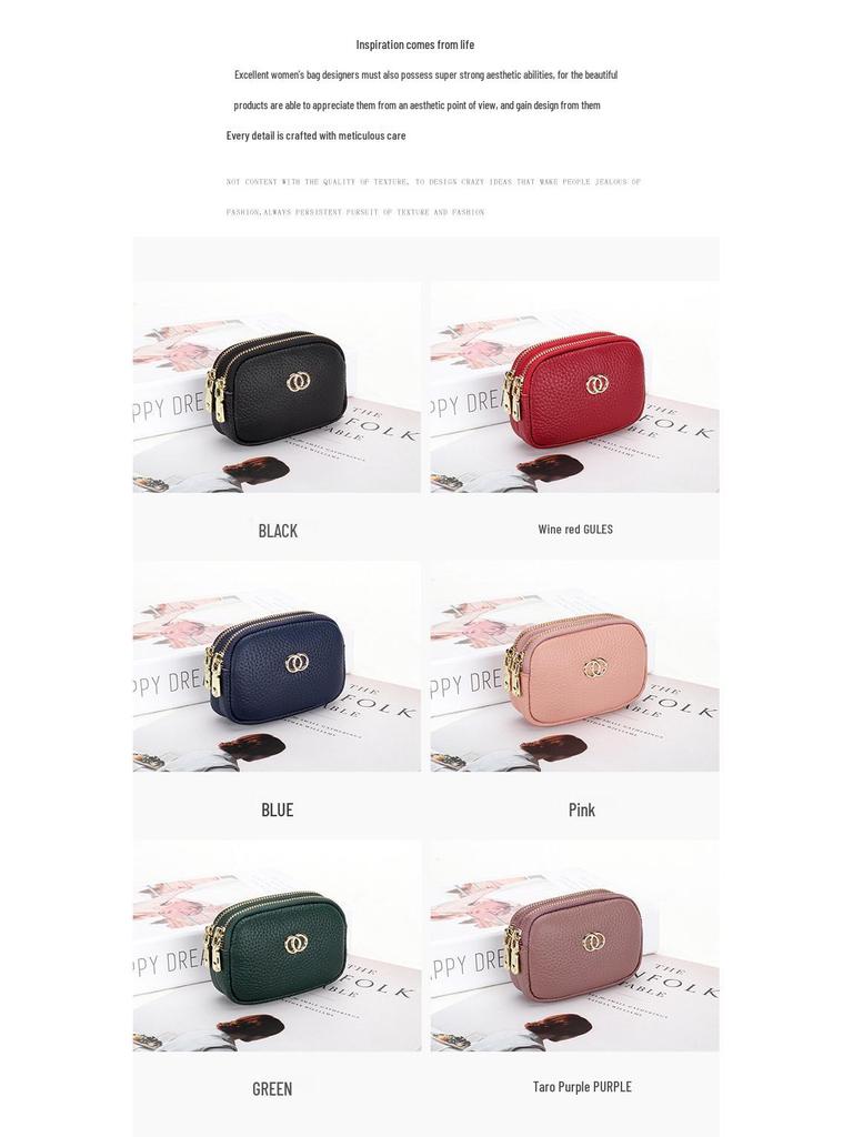 Damen Mini Clutch Geldbörse aus echtem Leder - Koreanischer Stil Mode Tasche für Lippenstift und kleine Gegenstände