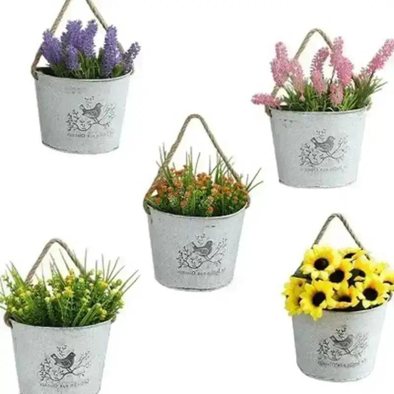 Nouveau Vase à Fleurs Suspendu au Mur Pot Panier Fournitures de Jardin Rustiques Décoration de la Maison Accessoires pour Plantes Murale Intérieure