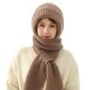 Women's Double-Layer Fleece-Lined Wool Knit Hat and Scarf 