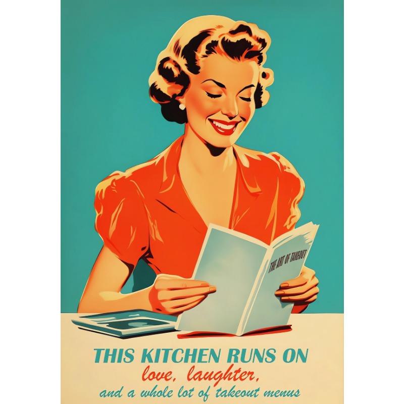 Retro Kitchen Cartoon Poster Vintage Food Humorous Wall Art Canvas Picture for Modern Kitchens Dining Room Decoration Home Gift
