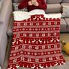 Xmas Reindeer Knit Flannel Blanket Warm Soft Halloween Christmas Couch Warm Cozy Decorative Decor Gift For All Season