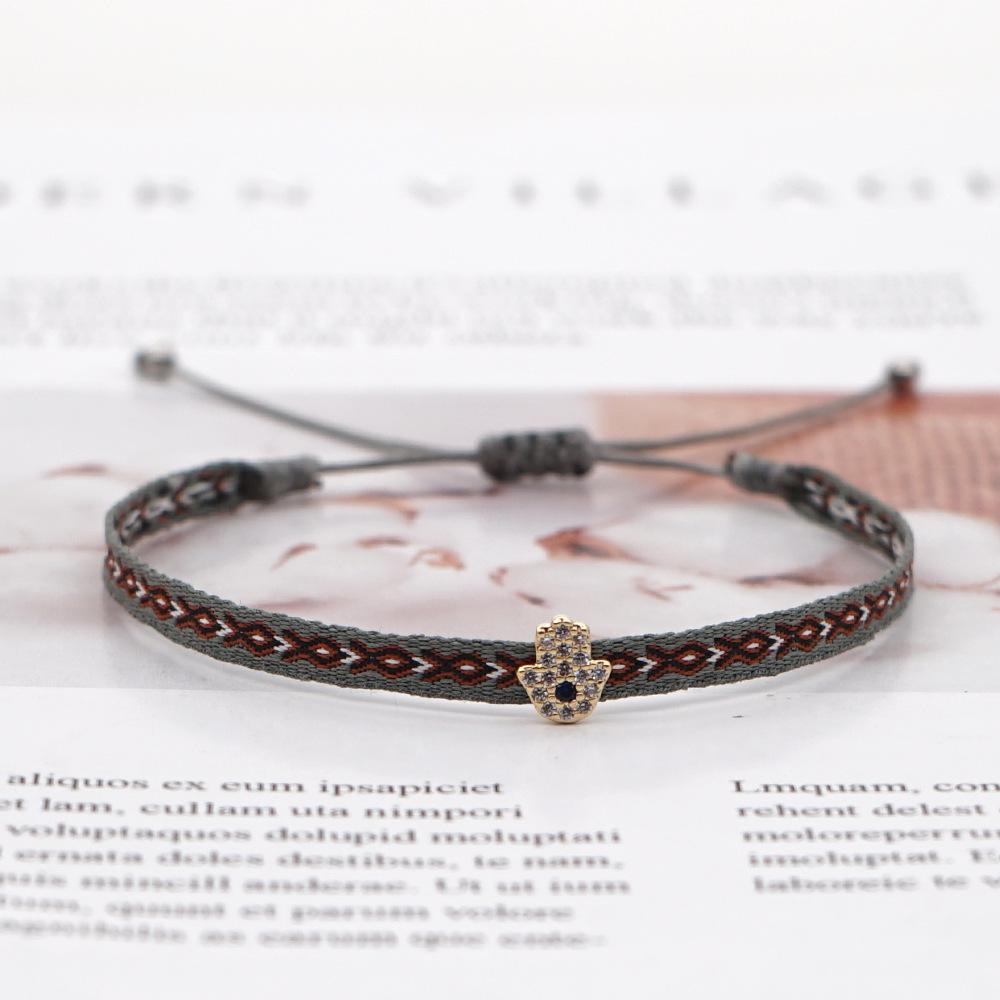 Retro Pattern Bohemian Spanish Court Hand-Woven Bracelet with Micro-Inlay