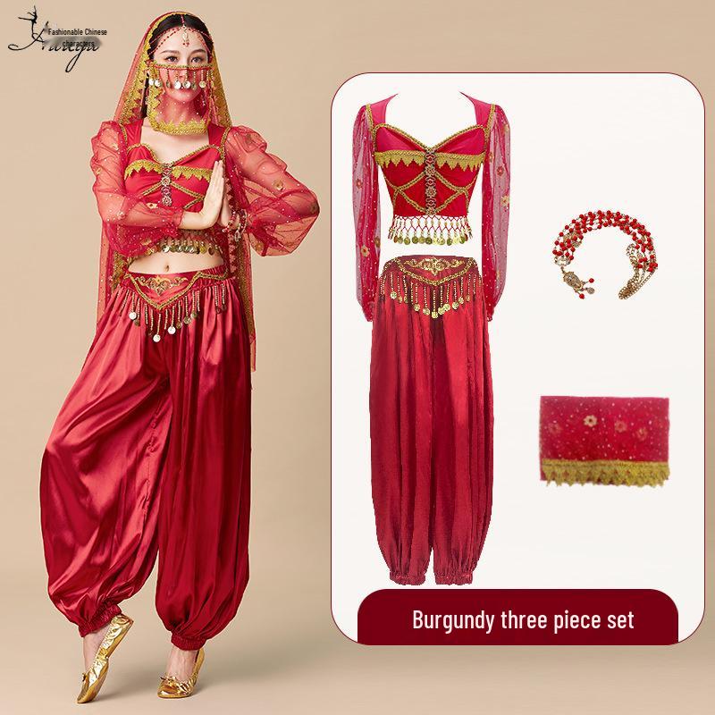 2025 Exotic Indian Dance Costume: Western Dunhuang Princess Jasmine Belly Dance Set for Adults