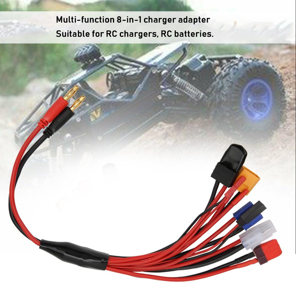 4.0mm Banana Connector 8 in 1 MultiFunction Charger Adapter for RC Chargers RC Batteries(Black and Red)