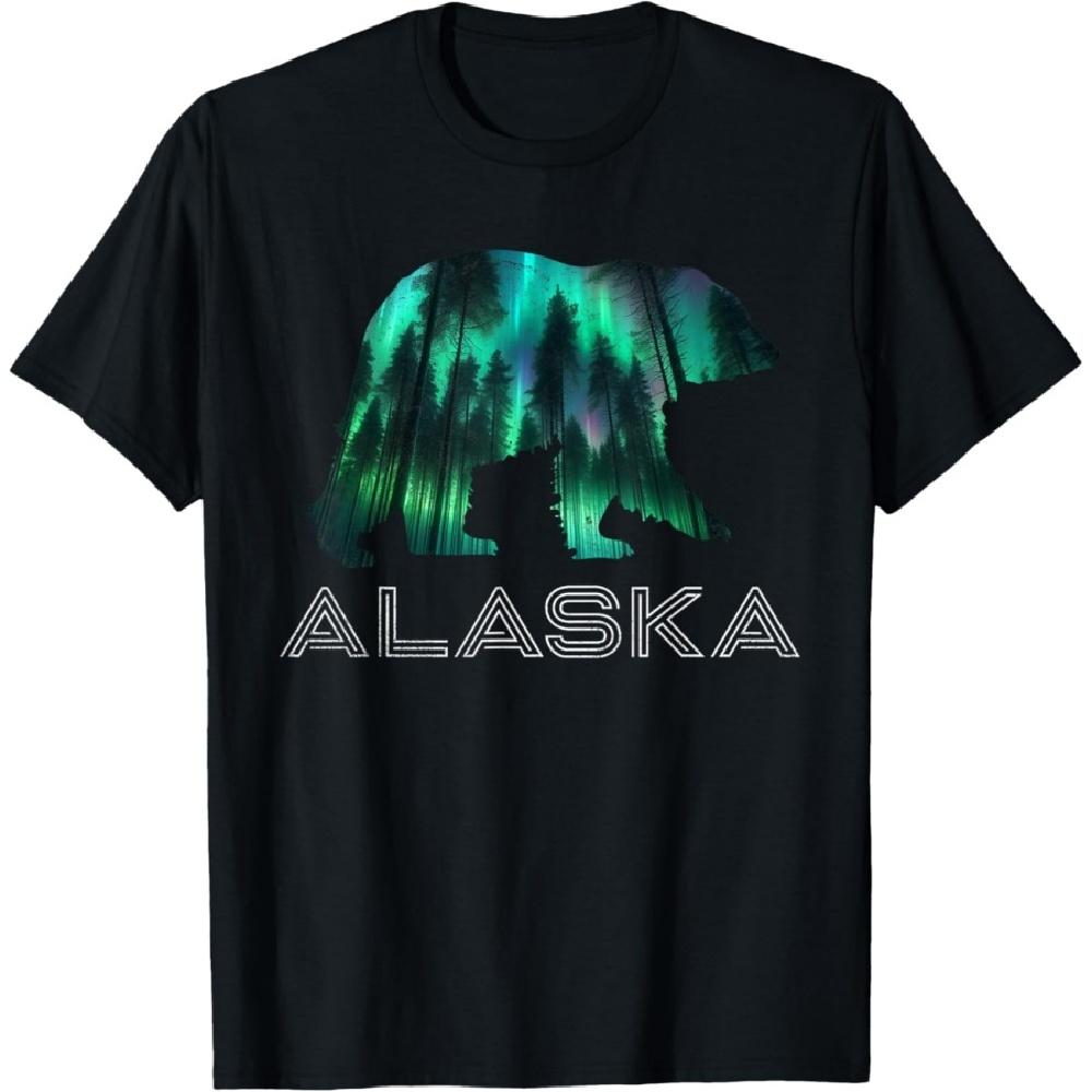 

Alaskan Grizzly Bear Alaska Northern Lights Souvenir T-Shirt S