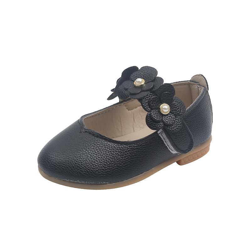 Kinder-Blumen-Pumps mit weicher Sohle: Modische Prinzessinnen-Leder-Schuhe für Mädchen für Frühling/Herbst