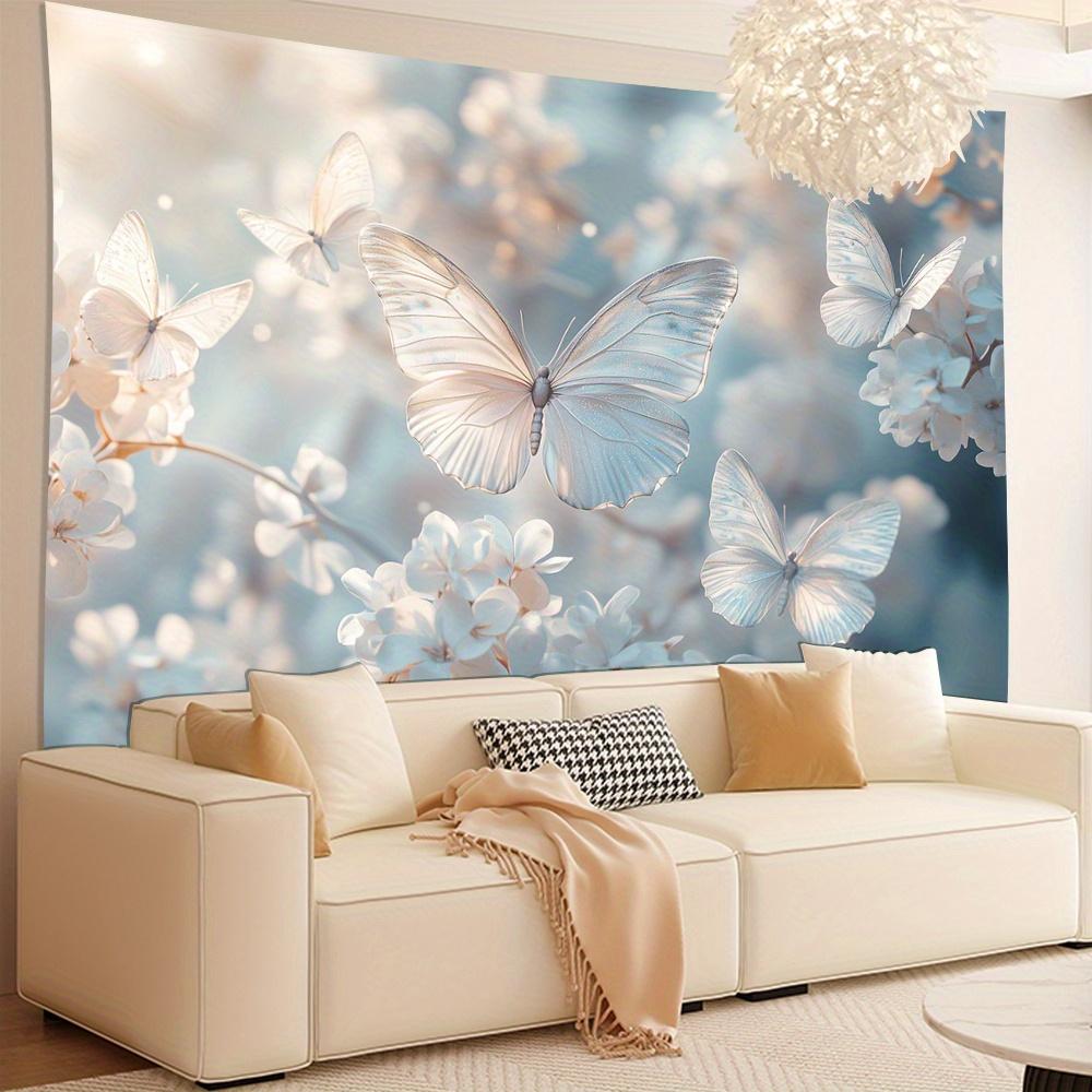 1 piece peony butterfly tapestry, polyester fabric, machine washable, suitable for living room, bedroom, office decoration