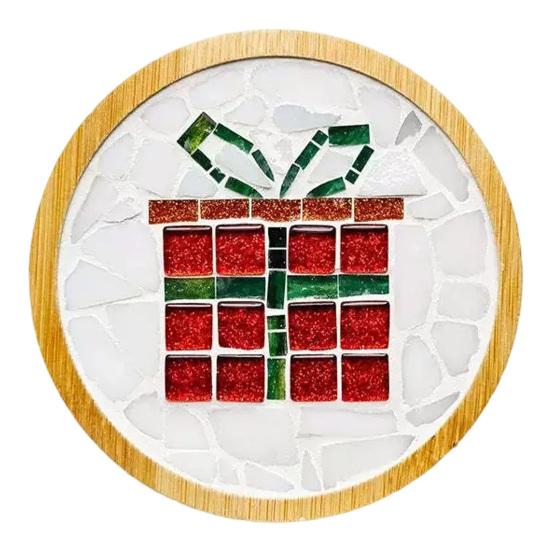 Handmade Christmas Present Ideas Mosaic Coaster DIY Kit, Festive Art Santa Wreath Acrylic Tile Supplies Snowman Pattern, Craft Kit for Adults, Holiday