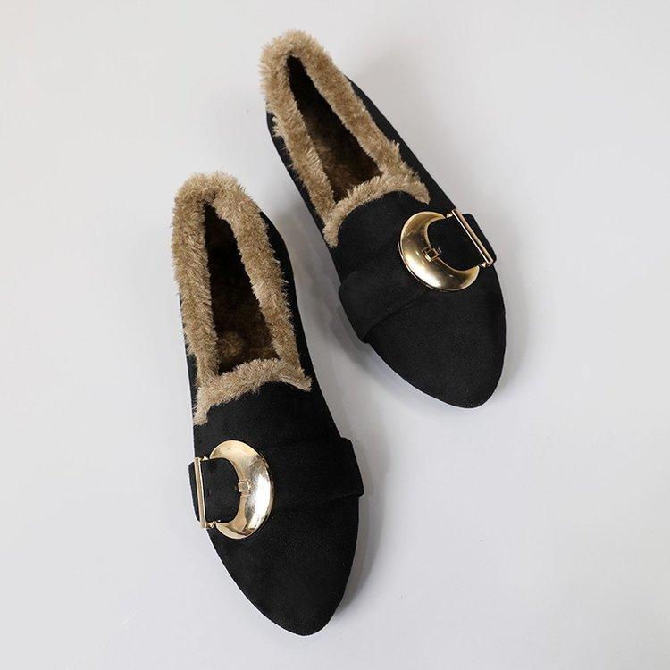 Soft Bottom Low Heel Light Mouth Women's Autumn and Winter New Fashion Outer Wear Thick Heel Plush Warm Fluffy Shoes