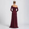 Abito Lungo Sexy da Donna Europeo e Americano Monospalla Vita Piegata Trasparente Off Shoulder in Rete