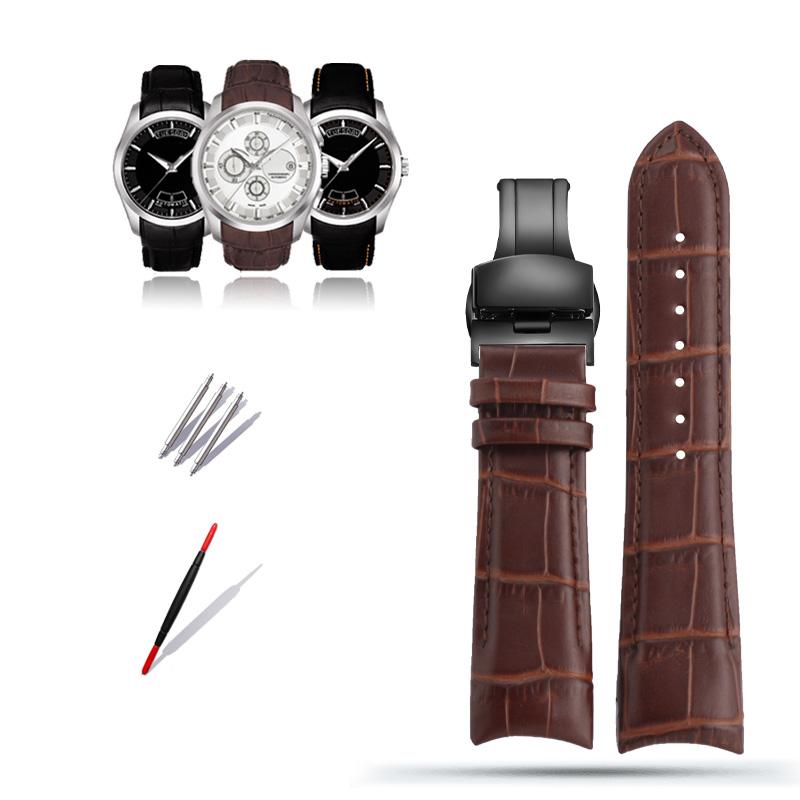 Classic 22/23/24mm Genuine Calf Leather Watchband Watch Band Strap for Tissot Watch T035627/617/407 Series Watch Band Butterfly Buckle