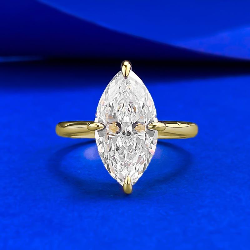 Xian Can Jewelry 2025 New S925 Silver Marquise White Diamond Halo Ring Size 8 золотой