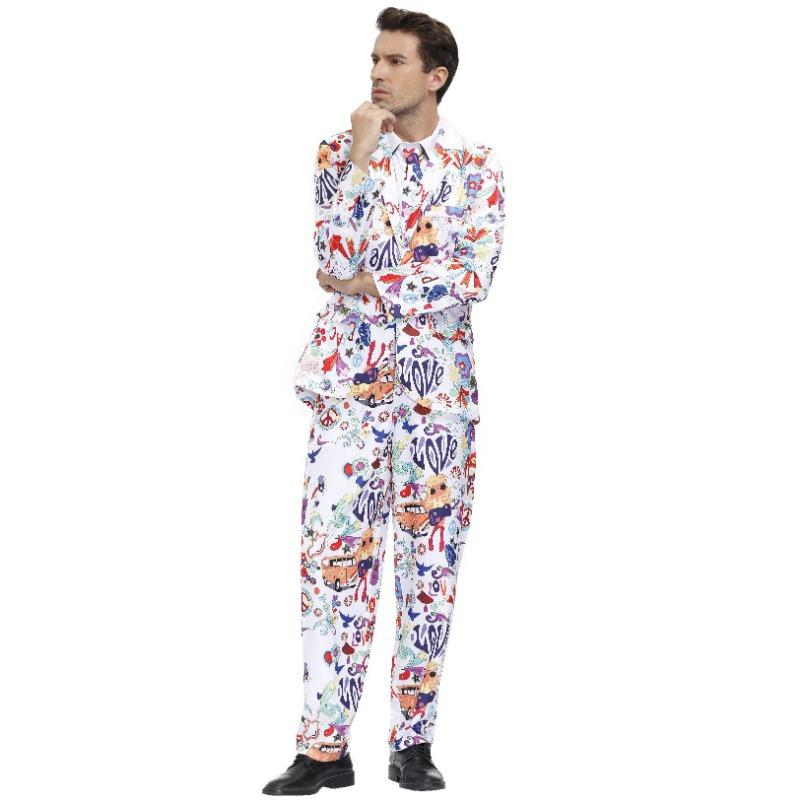 M-XL Men's Nightclub Hosts Stage Show Personalized Holiday Party Suit-LOVE Halloween Costume