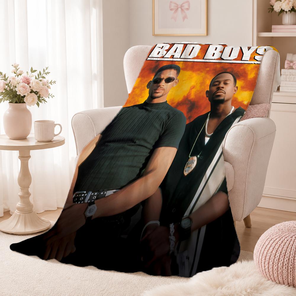 Action Movie B-Bad BoysS Throw Summer Flannel Throw Blanket Soft Antistatic Washable KidFriendly Couch Bed