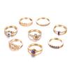 8-teiliges Damen-Set mit Strass-Intarsien, schlankes Midi-Stapelring-Set über den Knuckle-Ringen