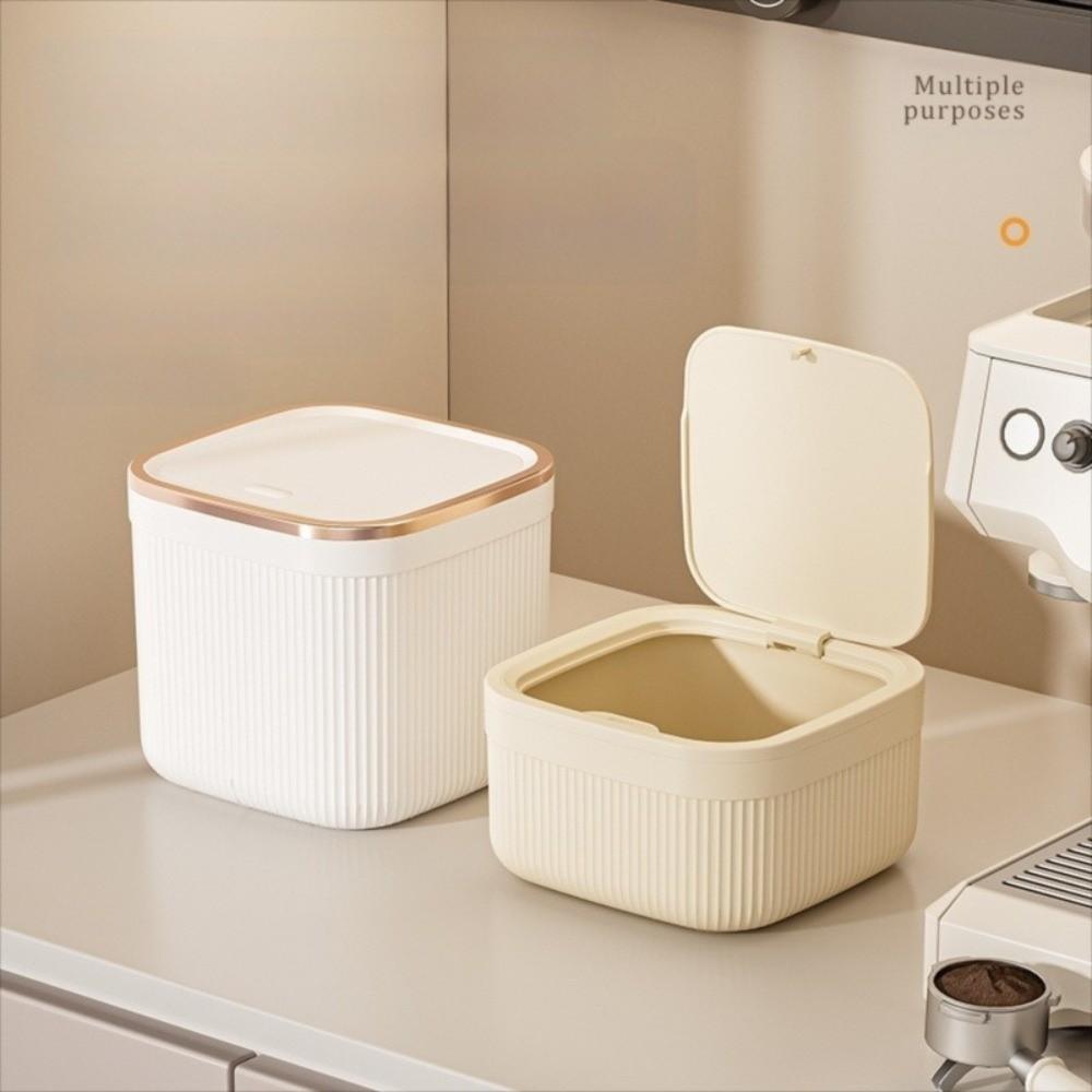 Press Type Mini Trash Can Quiet Close Desk Storage Box Durable Desktop Bin  Home