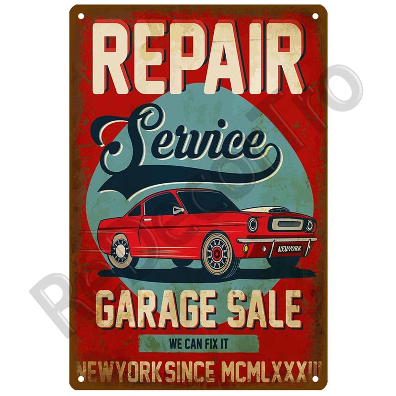 Garage Bil Retro Dekorativt Hus Metallskylt Plåt Affischer På Väggen Plåtskylt Vintage Affisch Dekor Väggkonst Rumsdekoration