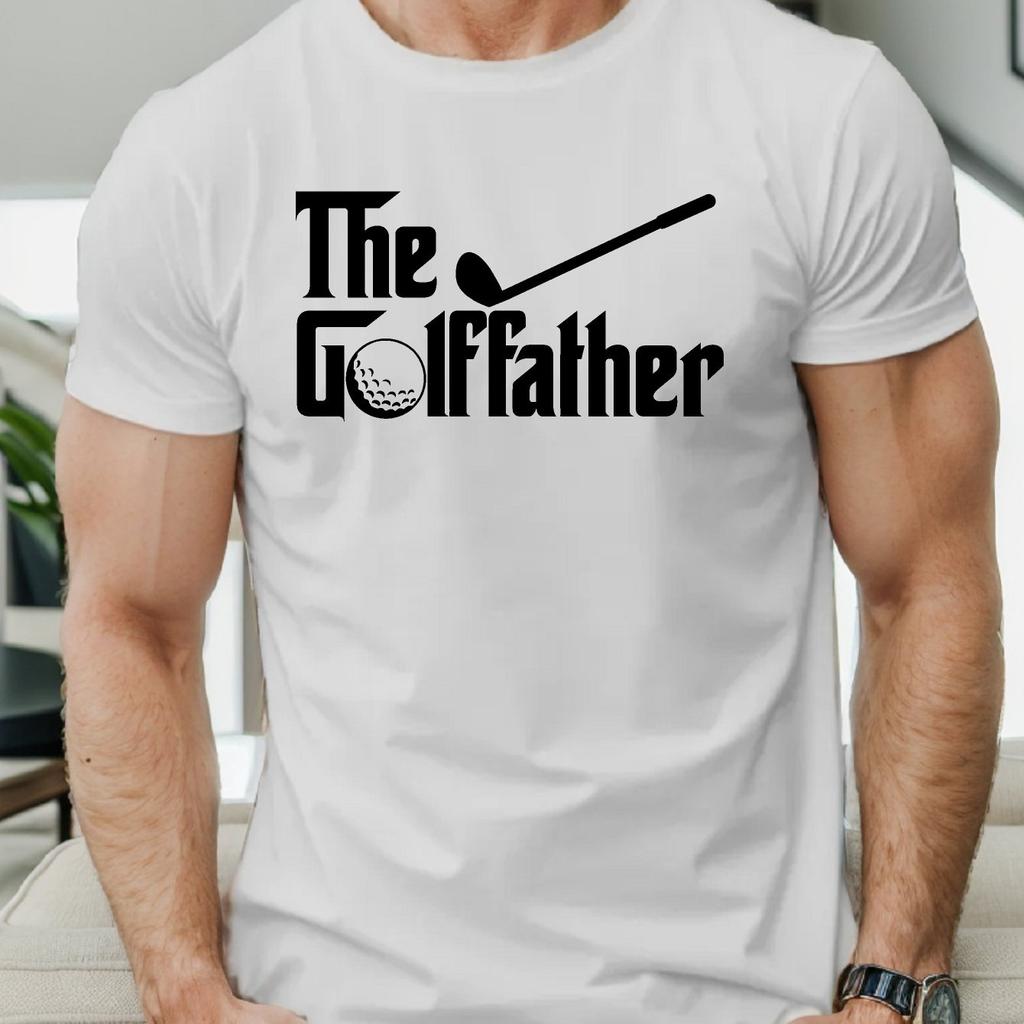 The Golfather Funny Golf Print Mens Casual Short Sleeve Cotton TShirt Breathable Tee