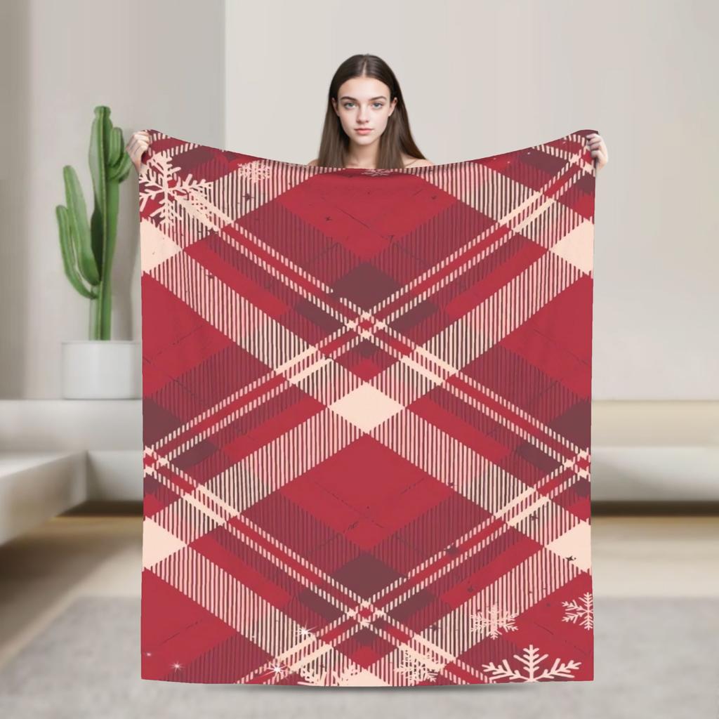 Plaid & Holiday Christmas  Blanket  Super Soft Plush Bedding Throws Girls Boys Couch Chair Sofa Bed Flannel Bedspread Bed Cover