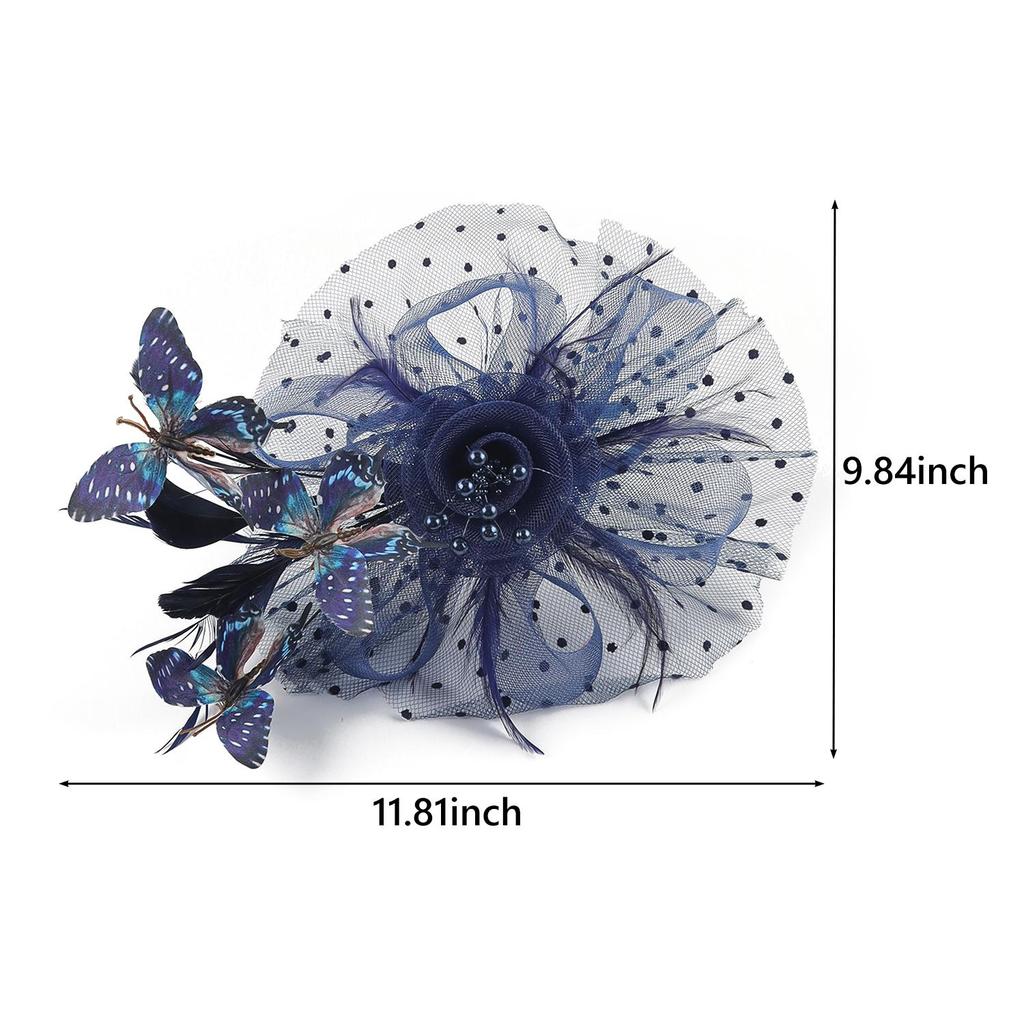 Tea Party Butterfly Derby Hat Classic 1920s Fascinator Bridal Wedding Headpiece for Women