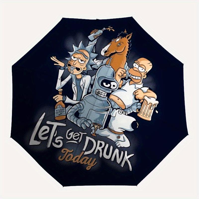 

RICK AND MORTY Automatic Folding Umbrella - Lightweight, Retractable Design with 8-Rib Durability, Perfect for Outdoor Adventures, Fashionab
